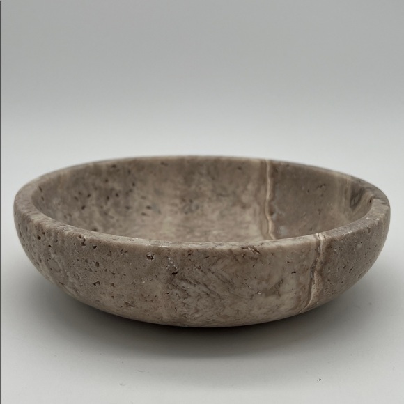 Shelf & Nook Natural Silver-Gray Travertine Decorative Marble Bowl - Picture 2 of 9